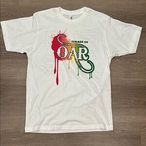 Vintage Summer 2009 OAR Band Tee White Short Sleeve Tee with Logo Graphic Design